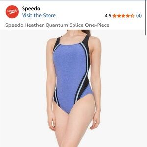 Speedo One-Piece Swimsuit – Blue & Black | Size 8 | Built-In Support